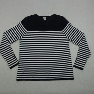 Chicos Sweater Womens Medium Striped Long Sleeve Pullover Classic Knit Top